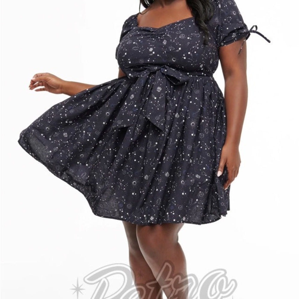 Unique Vintage Plus Size 1950s Navy Cosmos Print Swing Dress - 2X/18